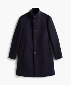 Tommy Hilfiger New York Label Wool Blend Coat Navy Blue