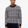 Tommy Hilfiger Fair Isle Relaxed Crew Neck Jumper Navy Blue/ Ivory Petal