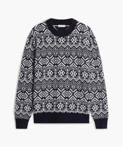 Tommy Hilfiger Fair Isle Relaxed Crew Neck Jumper Navy Blue/ Ivory Petal