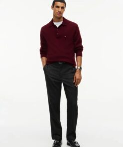 Denton Brushed Marl Straight Chinos Black