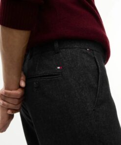 Denton Brushed Marl Straight Chinos Black