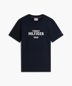 Tommy Hilfiger Contrast Logo Crew Neck Jersey T-Shirt Navy Blue