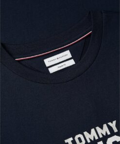 Tommy Hilfiger Contrast Logo Crew Neck Jersey T-Shirt Navy Blue