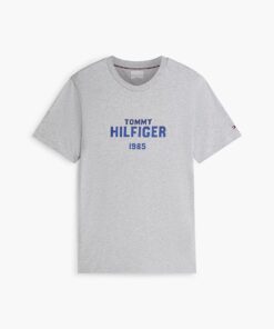 Tommy Hilfiger Contrast Logo Crew Neck Jersey T-Shirt Light Grey Heather
