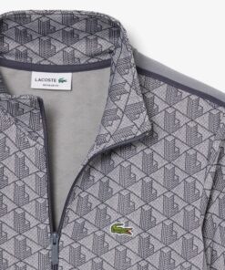 Lacoste Paris Zip Up Jacquard Track Jacket Light Grey / Dark Grey