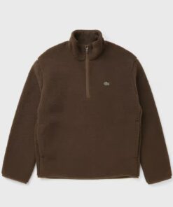 Lacoste Fleece Half Zip Sweatshirt Mocha