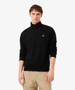 Lacoste Fleece Zip Neck Sweatshirt Black