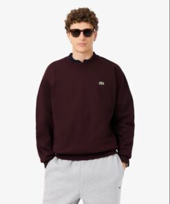 Lacoste Cotton Fleece Sweatshirt Dark Burgundy