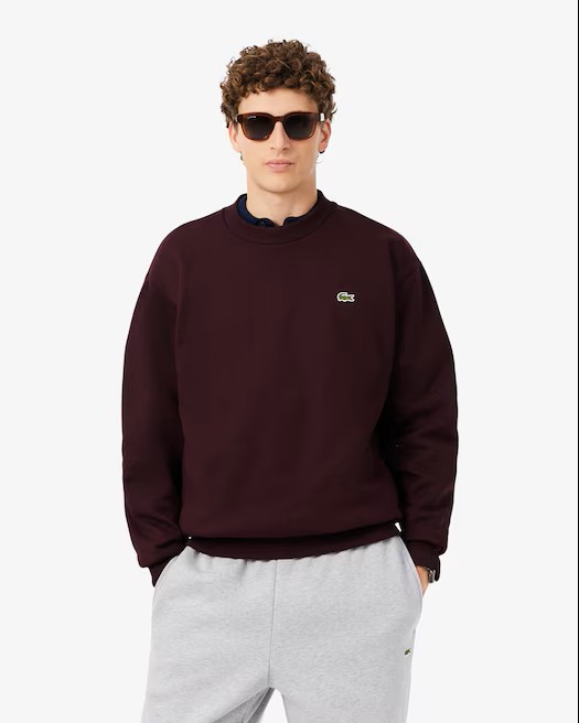 Lacoste Cotton Fleece Sweatshirt Dark Burgundy